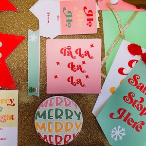 Christmas Gift Tags, Printable Christmas/Christmas Pennant Flags/ Baskets/Merry & Bright/Banner Flag Photo Prop Christmas Decor