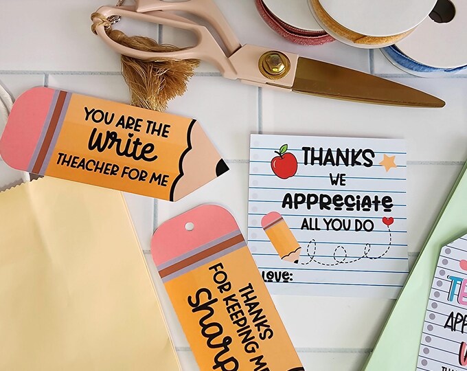 Teacher Appreciation Gift Tags: Printable Classroom Favor Labels (PDF Download)