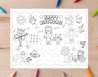 SUER SIMPLE SONGS Printable Placemat/Party Decor/Digital Download/Super Simple Songs Activity Placemat/Super Simple Songs Coloring Page