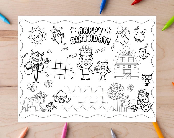 SUER SIMPLE SONGS Printable Placemat/Party Decor/Digital Download/Super Simple Songs Activity Placemat/Super Simple Songs Coloring Page