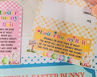 Easter Editable YELLOW PACK Bait Bag Topper and Tag Printable/Party Decor/Letter from Easter Bunny, Easter Certificate and Coloring Placemat
