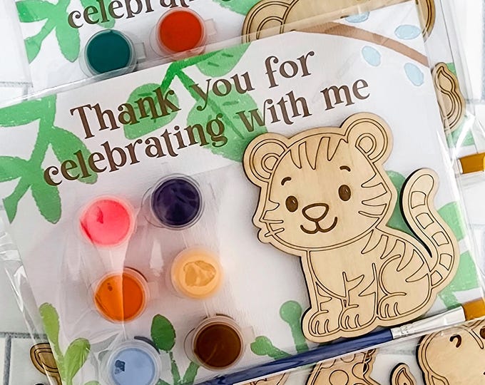 Safari Paint Your Own Party Favors: Kids' Wood Figure Set