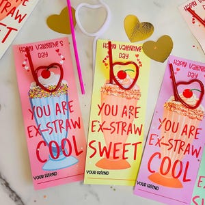 Crazy Straw Valentine Cards: Printable Classroom Party Favors (Digital Download)