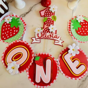 Strawberry Banner/Party Decorations/Happy Birthday/ONE Banner/Strawberry Theme/Birthday Banner/customizable/