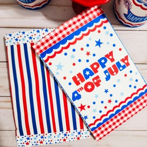Kit de decoração para festa de 4 de julho: Pacotes de batata frita, embalagens, toppers para cupcakes (download digital)