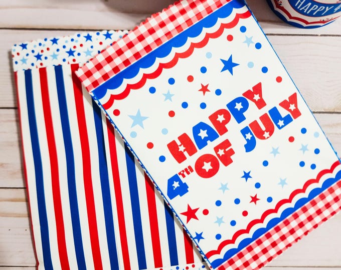 4th July Party Decor Kit: Chip Bags, Wrappers, Cupcake Toppers (Digital Download
