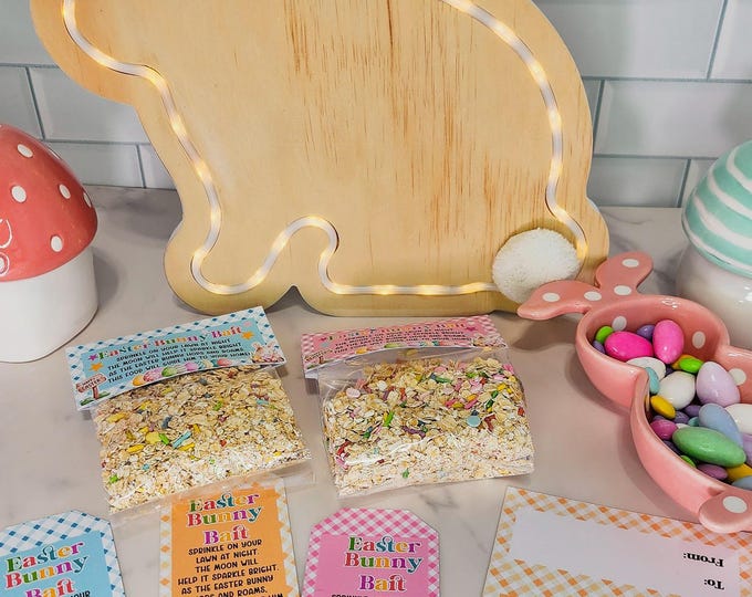 Pink Easter Bunny Bait Bag Topper & Tags: Editable Certificate (Digital Download)