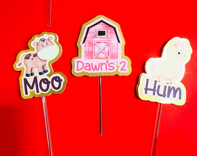 FARM Cupcake Toppers, Party Decorations,  Farm  Party, FARM  Birthday Party, Farm Theme, FARM Decor