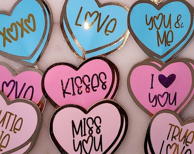 Conversation Hearts Cupcake Toppers, Valentines Day Party Decorations, Galentines Party, Hearts Cupcake Toppers, Table decor Set of 6