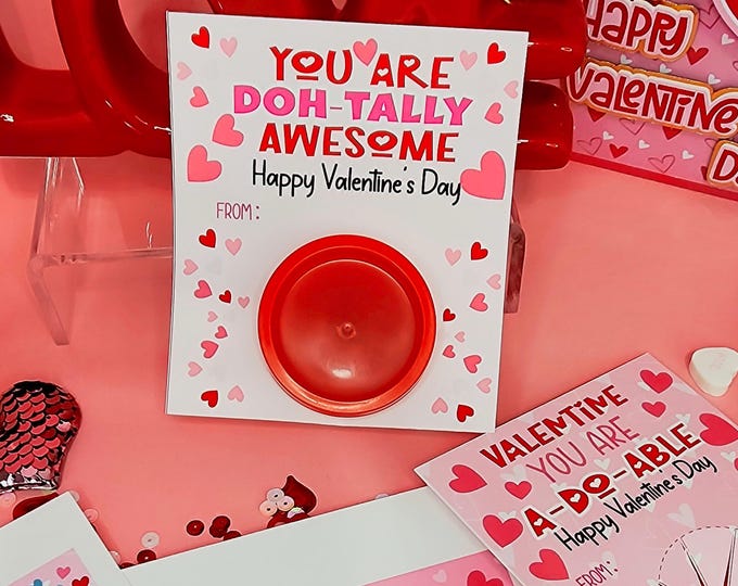 Printable Valentine Play Doh Holder, Kids Classroom Favor (PDF & PNG) Instant Download