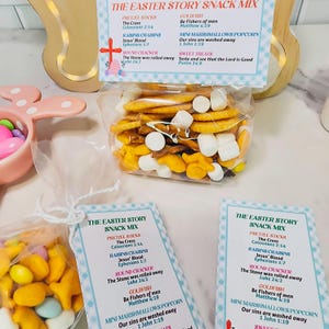 Ostergeschichte Snack Mix Tags: Partygeschenke zum Ausdrucken (Digitaler Download)
