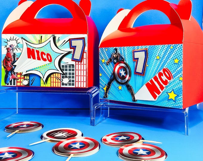 Super Hero Gable box /party decorations/ Birthday Party/ Decor Favor Boxes, Birthday Party Decor, SUPER HERO Birthday Theme