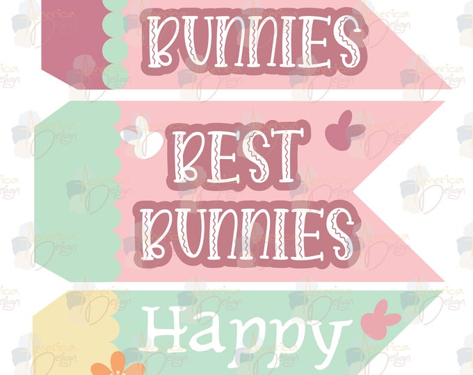 Printable Easter Pennant Flags, Easter Printable Tags, Hoppy Easter  Digital Printable