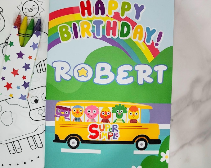 SUPER SIMPLE SONGS Coloring Book with Crayons/Party Decor/Personalized birthday favors/party favors/Super Simple Activity Book Theme