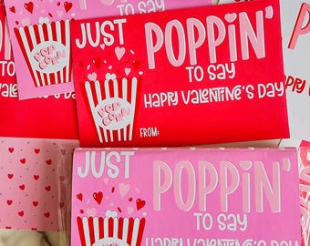 Valentine's Day Popcorn Wrapper/Party Decor/Printable Microwave Popcorn/Class Valentine/Instant Download/Kids Card/popcorn label/Non-Candy