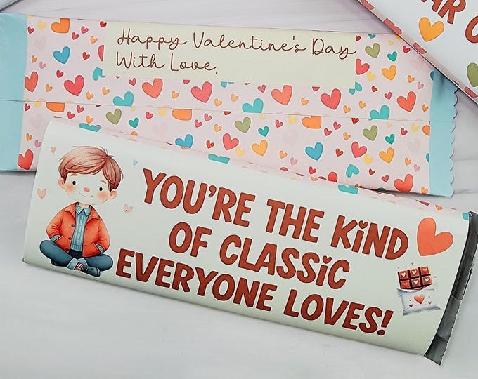 VALENTINE Boy Hershey Bar Wrapper – Printable – Classroom Exchange – Instant Download- Party Favor