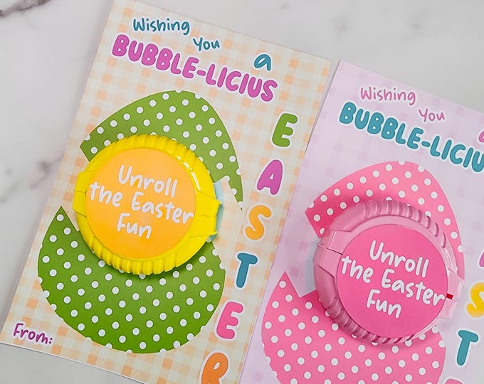Easter Egg Bubble Gum Tape Card: Classroom Exchange Favor (PDF Download)