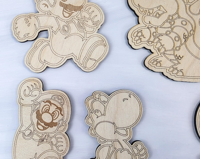 Super Mario Wooden Cutout/Choose Characters/Mario Party Favors/DIY Craft Blanks