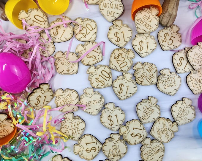 Wooden Easter Tokens: Heart-Carrot Shapes - Unfinished Birch Set