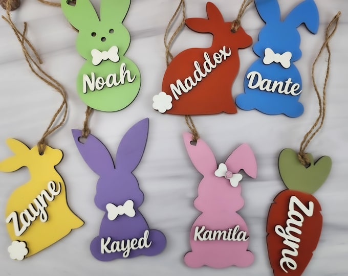 Easter Basket Tags Personalized • Custom Name  • Kids Gifts •Easter Decorations