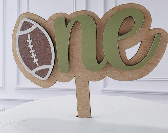 Layered Wood Football Cake Topper – Sports Birthday Smash Cake Decoration