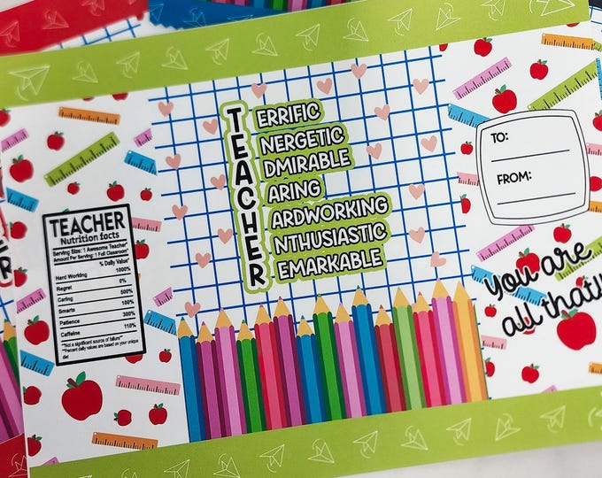 TEACHER  Appreciation Week/Teacher Colorful Chip Bag Wrapper/Teacher Gifts Bags/Snack Bags Wrapper/Printable/Instant Download/Non Editable