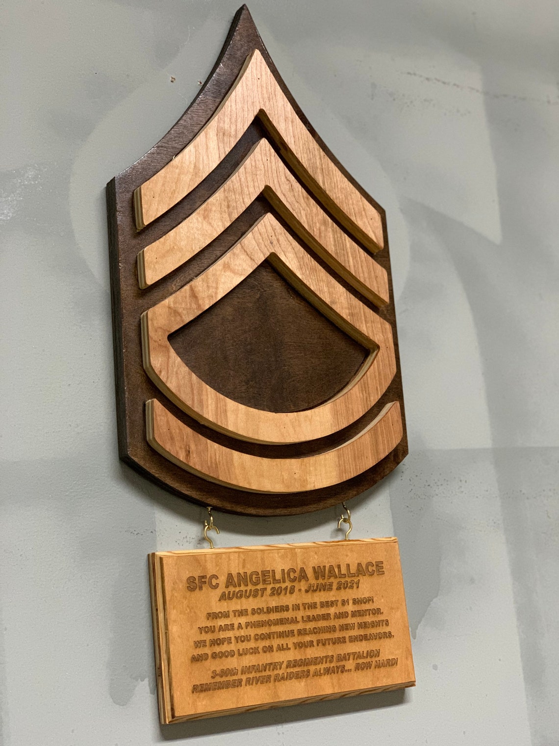 SFC sergeant first class rank cutout hanging wall plaque Army Etsy