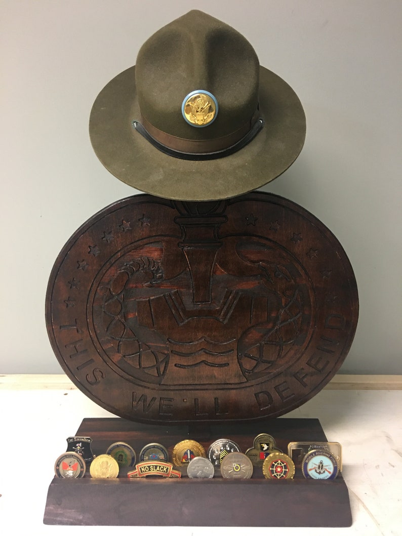 US Army Drill Sergeant Hat Stand with 2 row coin holder Etsy
