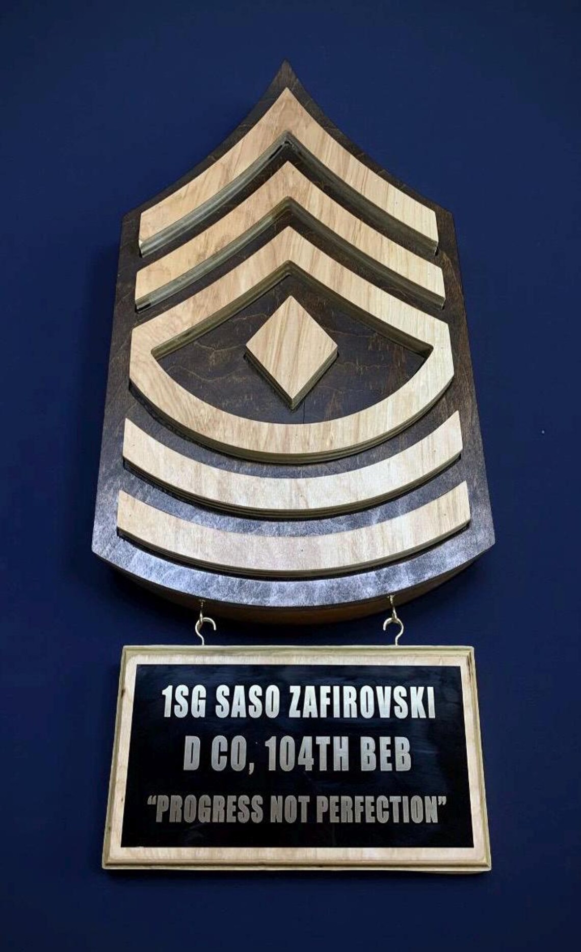 First Sergeant Hanging Wall Plaque 1SG Wood Cutout With Inscription ...