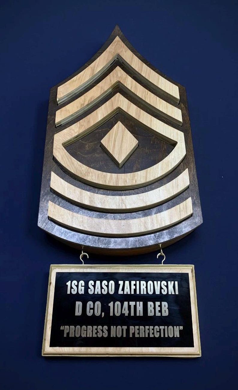 First Sergeant Hanging Wall Plaque 1SG Wood Cutout With Inscription ...