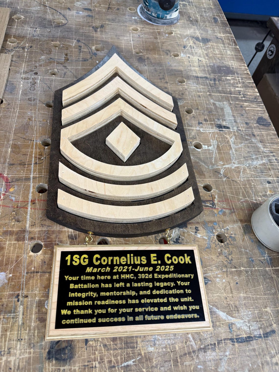 First Sergeant Hanging Wall Plaque 1SG Wood Cutout With Inscription ...