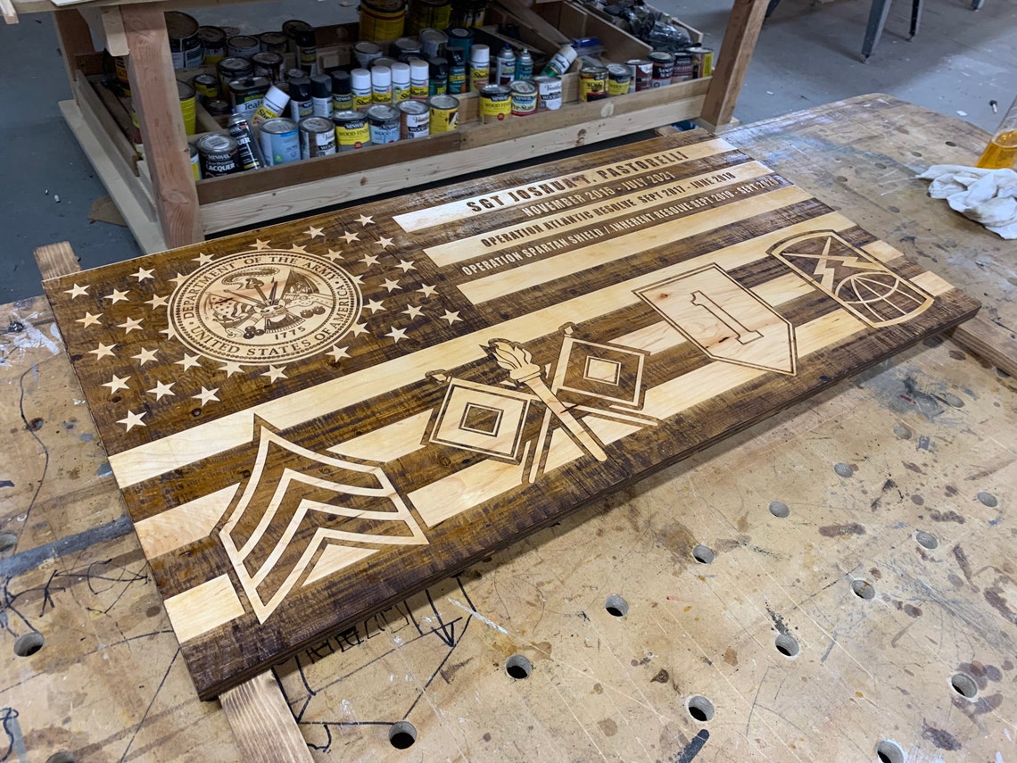 American Flag Custom Engraved / Personalized Flag / Military / Etsy