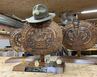 Drill Sergeant Hat Coin Stand Wood hat display