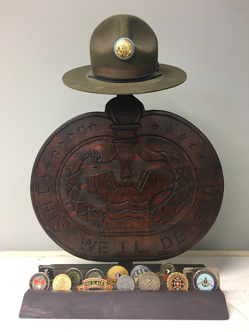 US Army Drill Sergeant Hat Stand with 2 row coin holder Etsy