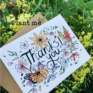 Plant Me! Thank you card, wildflower embedded, plantable greeting card