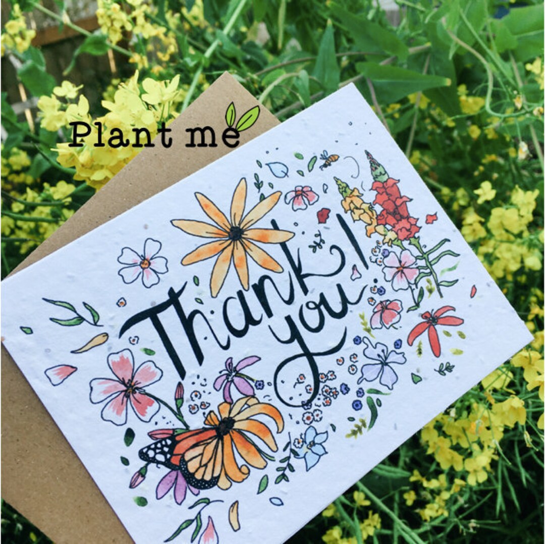 Plant Me Thank You Card, Wildflower Embedded, Plantable Greeting Card