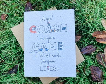 Seed Paper Thank You Card for Youth Sport Coaches | Bloom Flowers | Coach Appreciation Gift | Game Changer, Life Transformer
