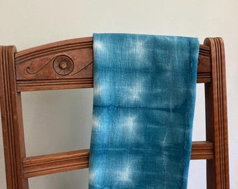 Hand-Dyed Indigo “Everything Cloth” – Shibori Textile, Artisan Cotton Towel, Bandana, Wall Hanging Functional Art