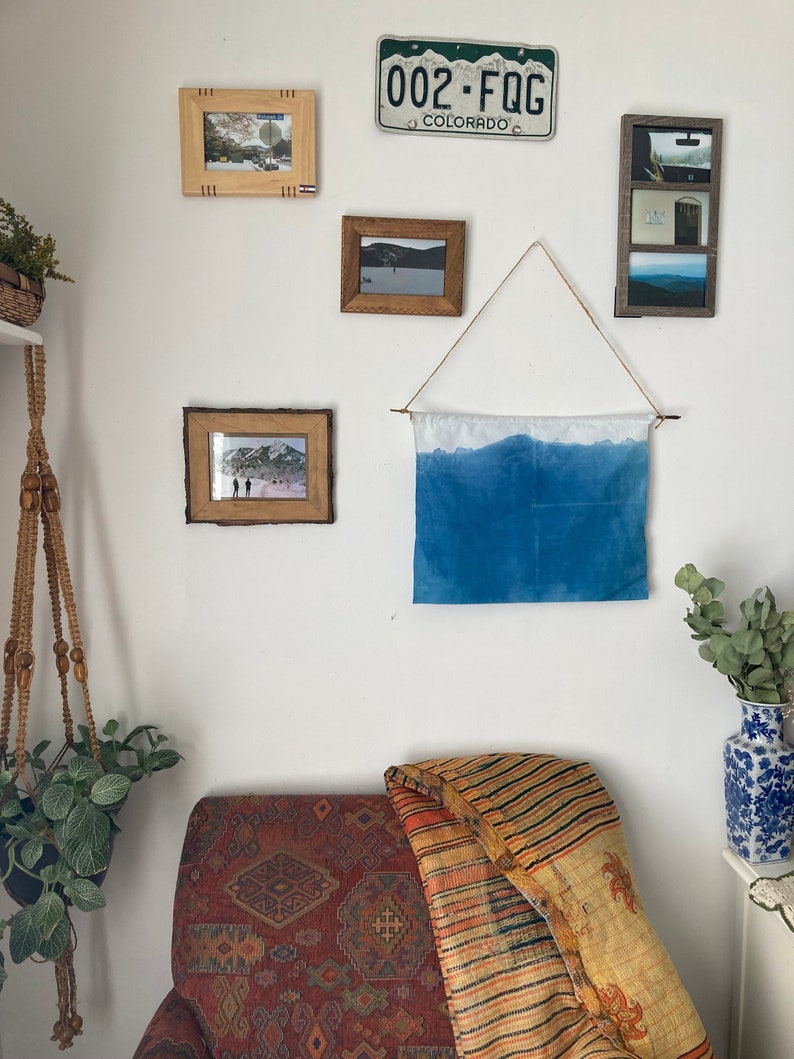 Indigo Dye Shibori Wall Hanging Wall Decor Wall Art Tie Etsy