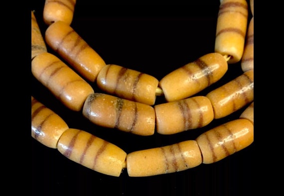 Strand Handmade African Krobo King Pattern Powder Glass Beads Ghana Africa