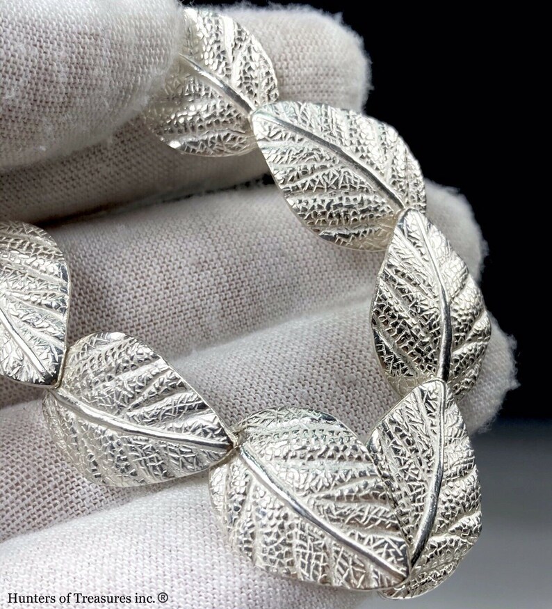 950 Brittania Silver Leaf Chain Bracelet 12.5 Grams 16mm