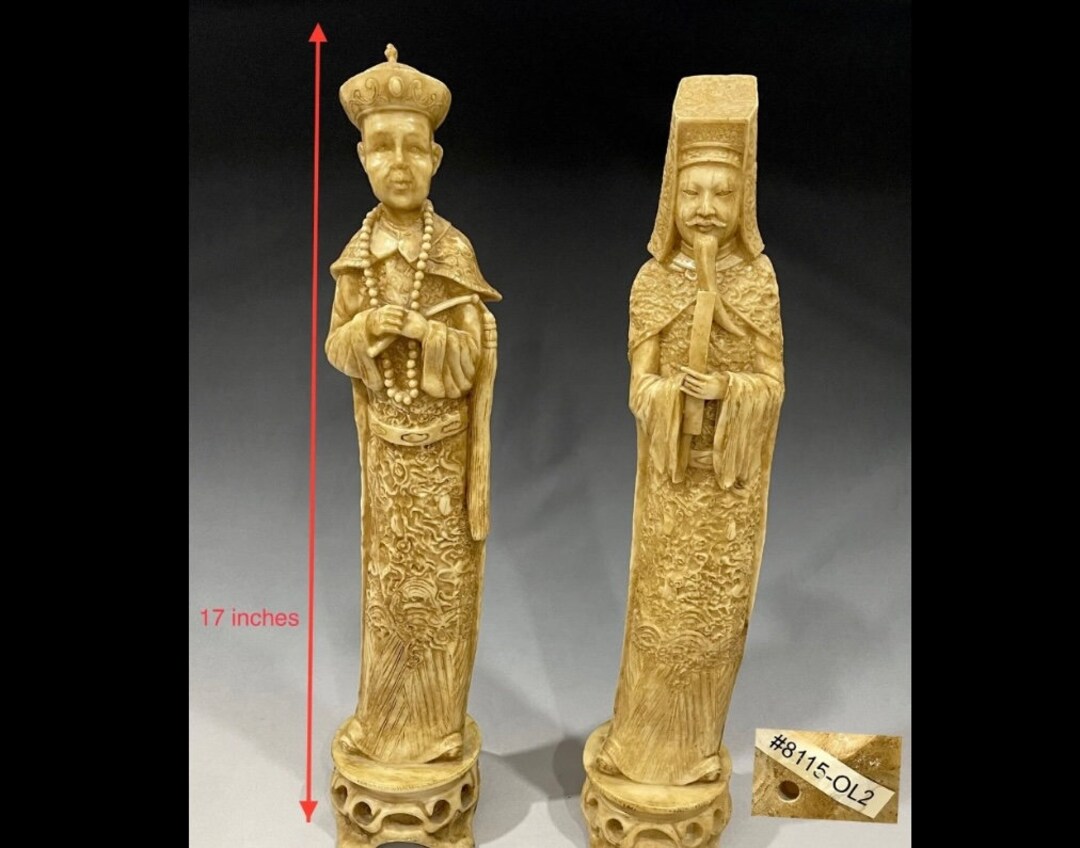 Pair of Vintage Chinese Resin Carving Figure Figurine Etsy