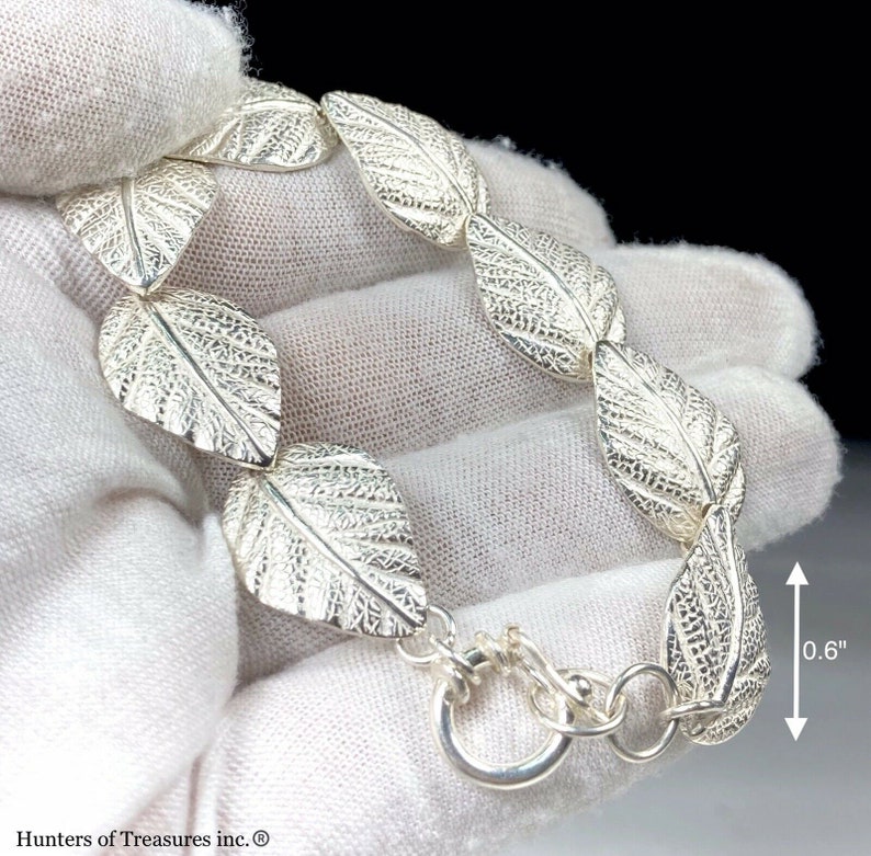 950 Brittania Silver Leaf Chain Bracelet 12.5 Grams 16mm