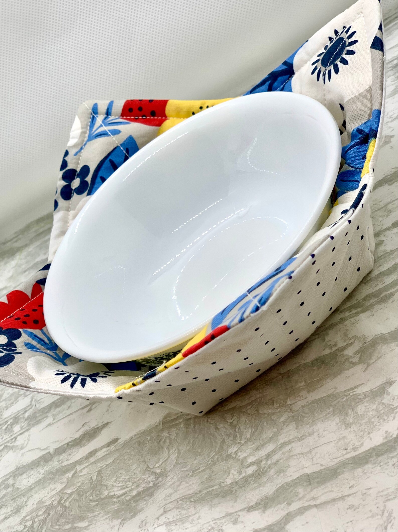 Bowl Cozy for the Microwave Navy Floral Koozie for Soup Bowl Etsy