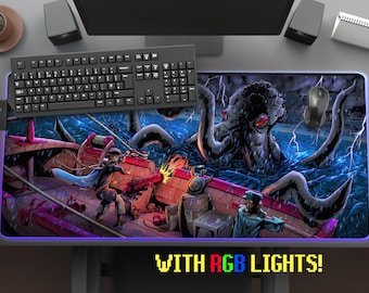 OSRS The Kraken, Sailing - LED Mouse Pad: Old School Runescape RGB Gaming mat