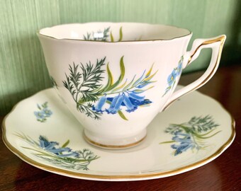 Vintage Melba Blue and White Cup and Saucer