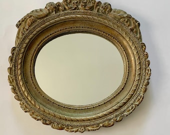 Decorative Small Gold Washed Cherub Mirror