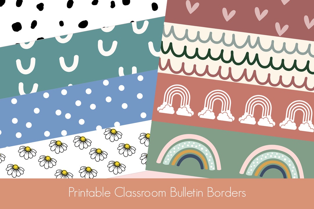 Printable Bulletin Board Borders for Classrooms Soft Boho Bulletin