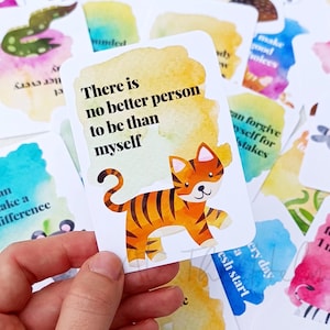 Printable Children's Positive Affirmation Cards | Set of 32 Kids Affirmation Cards | Digital Download | Encouragement Cards for Kids | PDF