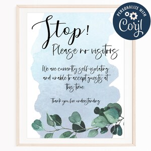 printable self isolating editable sign no visitors printable etsy